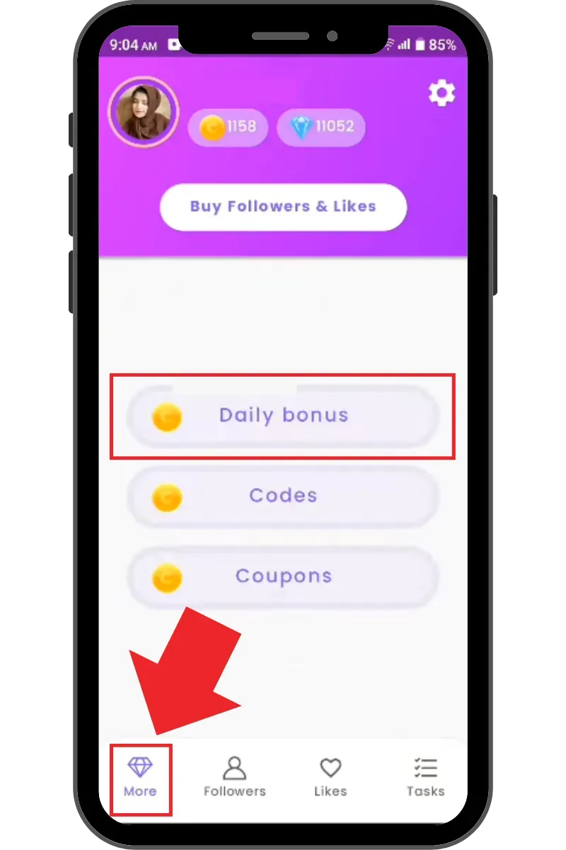 Claim Daily Bonus in TopFollow