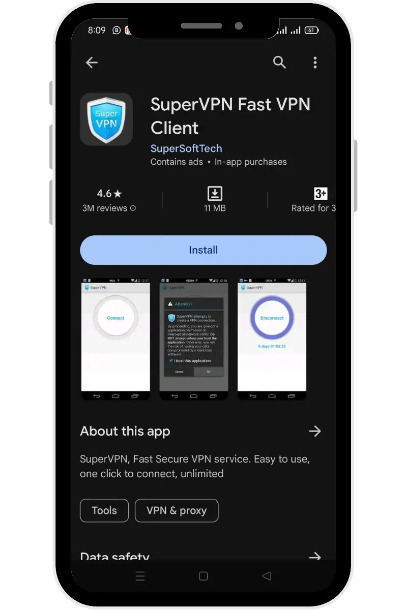 Install Super VPN on Mobile