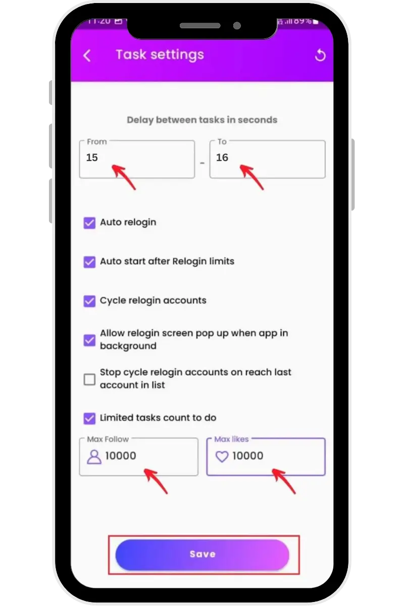 Tasks Settings